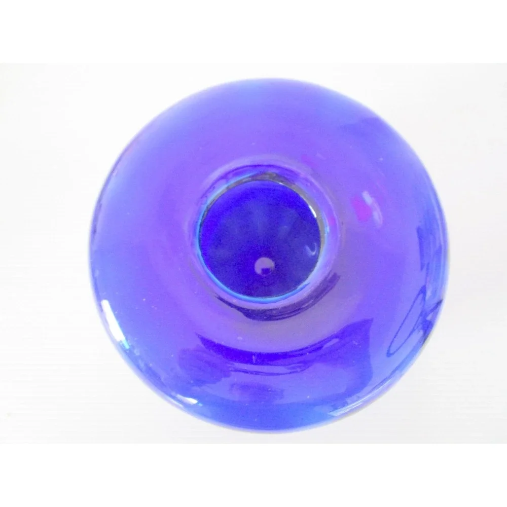 Vintage Cobalt Blue Vase Bowl MCM Hand Blown Art Glass Blenko?